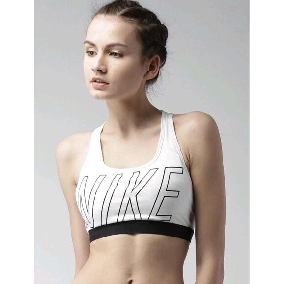 Nike Other - Nike Pro Classic Padded Sports Bra White Black Medium Support Size M New
